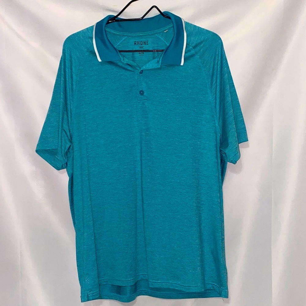 RHONE MENS TEAL POLO SHIRT SIZE XL  EUC CLEAN‎